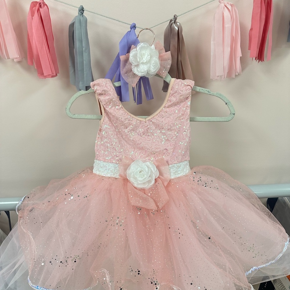 Weissman Glittering Pink Tutu with Floral Accent